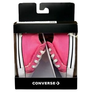 Converse Newborn Baby Girls Crib Sneakers Size 4 Pink-White Canvas Shoes Slip-on